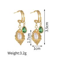 1 Pair Simple Style Shiny Leaf Pearl Inlay 304 Stainless Steel Steel Zircon 18K Gold Plated Drop Earrings main image 2