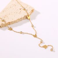304 Stainless Steel 18K Gold Plated IG Style Romantic Simple Style Inlay Butterfly Rhinestones Pendant Necklace main image 6