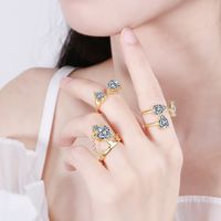 Wholesale IG Style Lady Modern Style Geometric Copper Inlay Zircon Open Rings main image 1