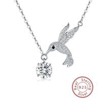 Argent Sterling Plaqué Or 18K Style IG Brillant Incruster Oiseau Moissanite Collier main image 4