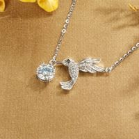 Argent Sterling Plaqué Or 18K Style IG Brillant Incruster Oiseau Moissanite Collier main image 1