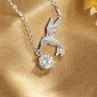 Argent Sterling Plaqué Or 18K Style IG Brillant Incruster Oiseau Moissanite Collier main image 3