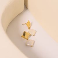 1 Pair Retro Solid Color Plating 304 Stainless Steel Freshwater Pearl Pearl 18K Gold Plated Drop Earrings main image 3