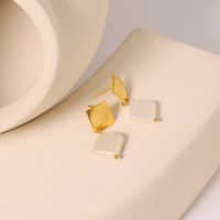 1 Pair Retro Solid Color Plating 304 Stainless Steel Freshwater Pearl Pearl 18K Gold Plated Drop Earrings main image 2