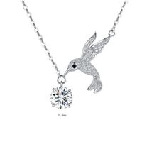 Argent Sterling Plaqué Or 18K Style IG Brillant Incruster Oiseau Moissanite Collier main image 5
