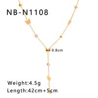 304 Stainless Steel 18K Gold Plated IG Style Romantic Simple Style Inlay Butterfly Rhinestones Pendant Necklace main image 2