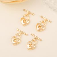 1 Piece 22*15mm Copper 18K Gold Plated Heart Shape Polished Jewelry Buckle main image 1