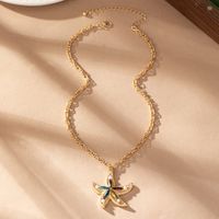 IG Style Vacation Modern Style Starfish Alloy Plating Inlay Acrylic 14K Gold Plated Women's Pendant Necklace main image 3