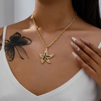 IG Style Vacation Modern Style Starfish Alloy Plating Inlay Acrylic 14K Gold Plated Women's Pendant Necklace main image 1