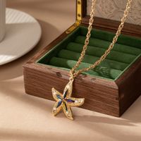 IG Style Vacation Modern Style Starfish Alloy Plating Inlay Acrylic 14K Gold Plated Women's Pendant Necklace main image 6