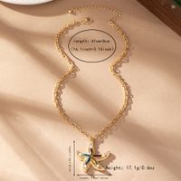 IG Style Vacation Modern Style Starfish Alloy Plating Inlay Acrylic 14K Gold Plated Women's Pendant Necklace main image 2