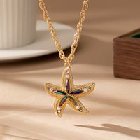 IG Style Vacation Modern Style Starfish Alloy Plating Inlay Acrylic 14K Gold Plated Women's Pendant Necklace main image 5