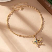 IG Style Vacation Modern Style Starfish Alloy Plating Inlay Acrylic 14K Gold Plated Women's Pendant Necklace main image 4