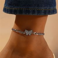 Elegant Vintage Style Simple Style Butterfly Silver Plated Zircon Alloy Wholesale Anklet main image 1