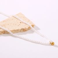 304 Stainless Steel Artificial Pearl 18K Gold Plated IG Style Elegant Romantic Beaded Round Pendant Necklace main image 4