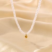 304 Stainless Steel Artificial Pearl 18K Gold Plated IG Style Elegant Romantic Beaded Round Pendant Necklace main image 8