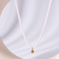 304 Stainless Steel Artificial Pearl 18K Gold Plated IG Style Elegant Romantic Beaded Round Pendant Necklace main image 5