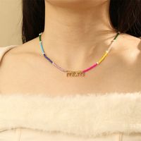 Lady Bohemian Modern Style Letter Glass Copper Beaded Inlay Zircon Thanksgiving Mother'S Day Women's Choker main image 1