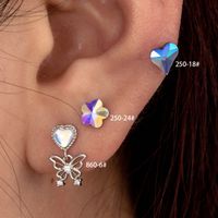 1 Piece IG Style Simple Style Heart Shape Flower Butterfly Inlay Copper Zircon Drop Earrings Ear Studs main image 1