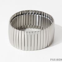 Modern Style Stripe 304 Stainless Steel 16K Gold Plated White Gold Plated Gold Plated Bangle In Bulk sku image 2