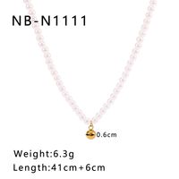304 Stainless Steel Artificial Pearl 18K Gold Plated IG Style Elegant Romantic Beaded Round Pendant Necklace main image 2