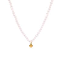 304 Stainless Steel Artificial Pearl 18K Gold Plated IG Style Elegant Romantic Beaded Round Pendant Necklace main image 7
