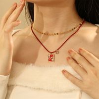 IG Style Modern Style Classic Style Letter Square Glass Copper Enamel Inlay Zircon 18K Gold Plated Thanksgiving Mother'S Day Women's Double Layer Necklaces main image 10