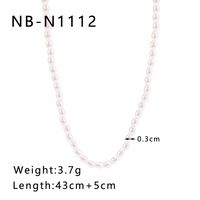304 Stainless Steel Artificial Pearl 18K Gold Plated IG Style Elegant Romantic Beaded Oval Necklace sku image 1