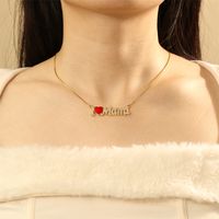 Cobre Chapados en oro de 18k Estilo IG Estilo Moderno Estilo Coreano Esmalte Embutido Carta Forma De Corazón Circón Collar Colgante main image 7