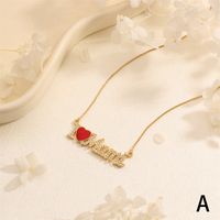 Cobre Chapados en oro de 18k Estilo IG Estilo Moderno Estilo Coreano Esmalte Embutido Carta Forma De Corazón Circón Collar Colgante sku image 3