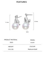 1 Pair Elegant Cute Luxurious Cat Polishing Plating Inlay Sterling Silver Artificial Pearls 18K Gold Plated White Gold Plated Ear Studs main image 2