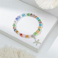 Cute Lady Sweet Round Starfish Artificial Crystal Glass Inlay Rhinestones Women's Bracelets sku image 1