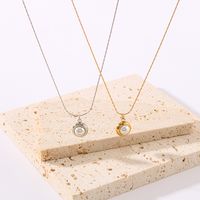 304 Stainless Steel 18K Gold Plated IG Style Romantic Simple Style Three-dimensional Inlay Round Pearl Pendant Necklace main image 4