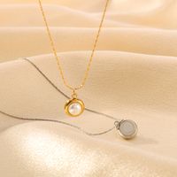 304 Stainless Steel 18K Gold Plated IG Style Romantic Simple Style Three-dimensional Inlay Round Pearl Pendant Necklace main image 1