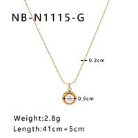 304 Stainless Steel 18K Gold Plated IG Style Romantic Simple Style Three-dimensional Inlay Round Pearl Pendant Necklace main image 2