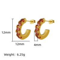 1 Pair IG Style Simple Style C Shape Inlay 304 Stainless Steel Zircon 18K Gold Plated Ear Studs main image 2