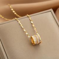 Wholesale Glam Simple Style Solid Color 304 Stainless Steel Copper Plating Inlay 18K Gold Plated Acrylic Glass Zircon Pendant Necklace sku image 41