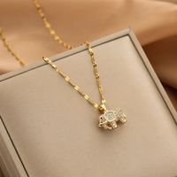 Wholesale Glam Simple Style Solid Color 304 Stainless Steel Copper Plating Inlay 18K Gold Plated Acrylic Glass Zircon Pendant Necklace sku image 24