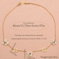 304 Stainless Steel 18K Gold Plated Casual Commute Enamel Plating Pentagram Geometric Butterfly Resin Shell Pendant Necklace sku image 1