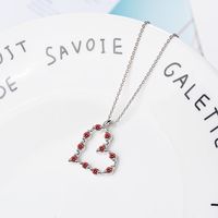 Copper Sweet Simple Style Inlay Heart Shape Zircon Pendant Necklace sku image 3