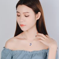 Copper White Gold Plated Cute Simple Style Plating Inlay Dolphin Artificial Crystal Pendant Necklace main image 6