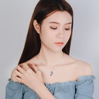Copper White Gold Plated Cute Simple Style Plating Inlay Dolphin Artificial Crystal Pendant Necklace main image 7