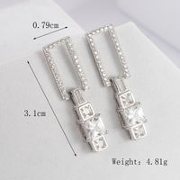 1 Pair Elegant Romantic Shiny Star Moon Rectangle Inlay Carving Sterling Silver Zircon White Gold Plated Drop Earrings main image 3