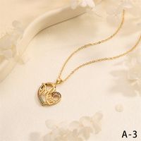 Copper Elegant Lady Modern Style Inlay Letter Heart Shape Zircon Pendant Necklace main image 6
