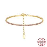 Argent Sterling Glamour Style Simple Placage Incruster Rond Zircon Bracelet Tennis sku image 4