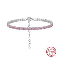 Sterling Silver Casual Simple Style Inlay Round Zircon Tennis Bracelet main image 9