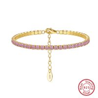 Sterling Silver Casual Simple Style Inlay Round Zircon Tennis Bracelet main image 7