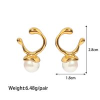 1 Pair Simple Style Irregular Three-dimensional Inlay 304 Stainless Steel Artificial Pearls 18K Gold Plated Drop Earrings main image 2
