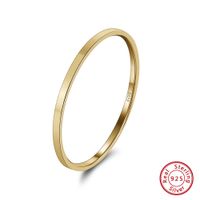 Sterling Silver 14K Gold Plated White Gold Plated IG Style Japanese Style Simple Style Solid Color Rings sku image 1
