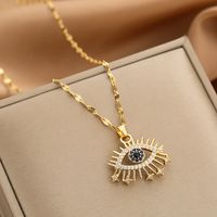 Wholesale Glam Simple Style Solid Color 304 Stainless Steel Copper Plating Inlay 18K Gold Plated Acrylic Glass Zircon Pendant Necklace sku image 14